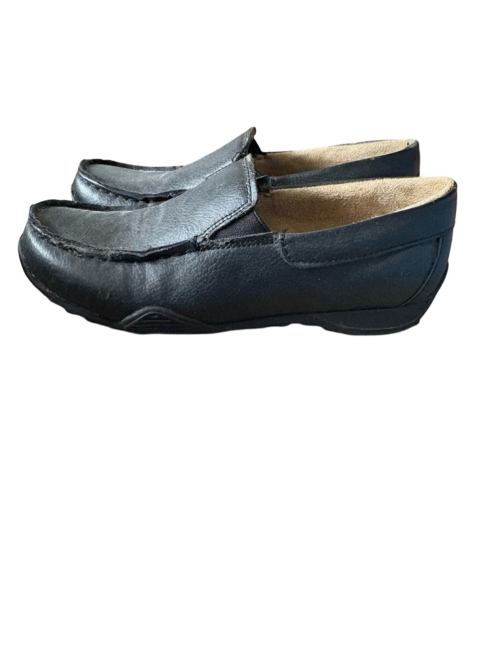 Boys Black Slip-On Leather Loafers Non Marking size 4